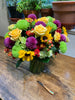 Lush and full cut flower arrangement in a 6x8 inch Gathering Vase with South American flowers and California greenhouse Roses